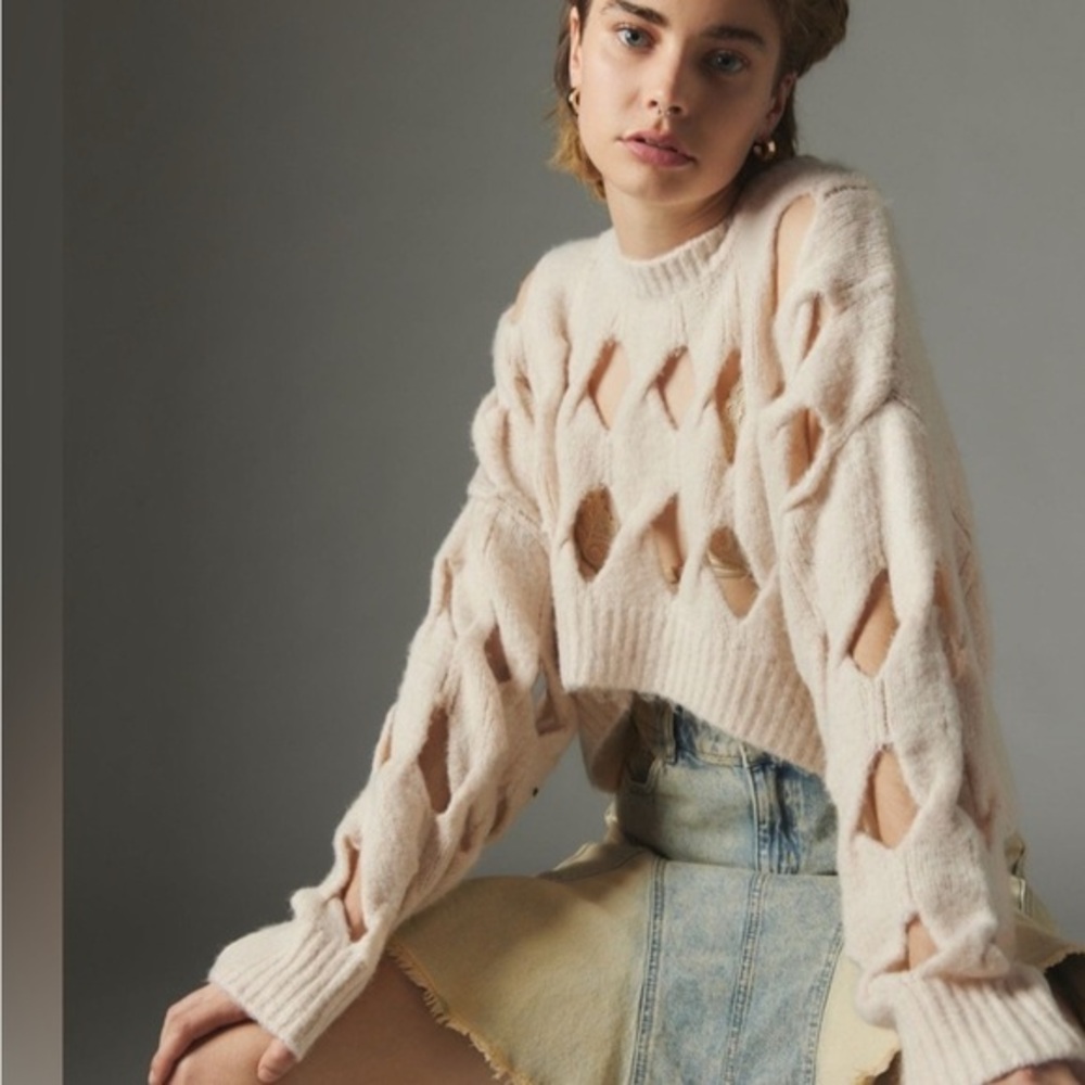 NWT Urban Outfitters | Silence + Noise Cream Cutout Sweater Sz S